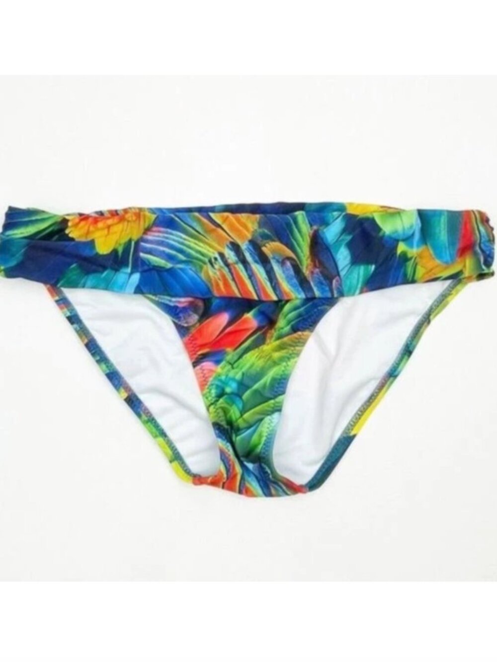 NEW NWT ABS ALLEN SCHWARTZ Navy Blue Green Tropical Parrot Boho Bikini Bottom 14